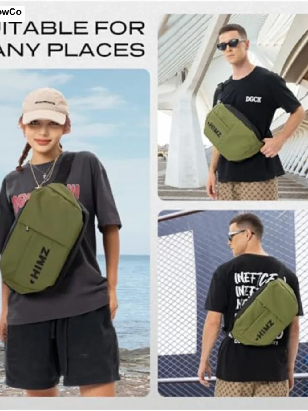 Waterproof Oxford Sling Crossbody Bag Multi-pocket 10.5in iPad